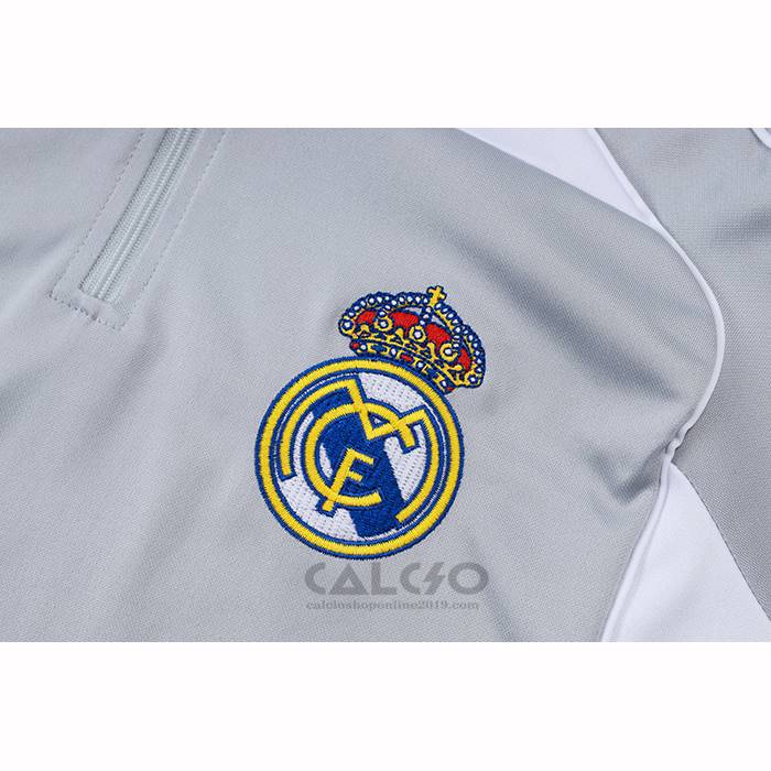 Tuta da Track di Felpa Real Madrid Bambino 2025-2026 Grigio Bianco